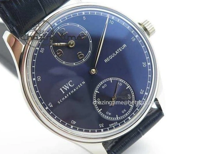 MIROTIME 1227 ZeroBulk Portuguese IW5444 SS Blue Dial On Blue Leather Strap A 7255